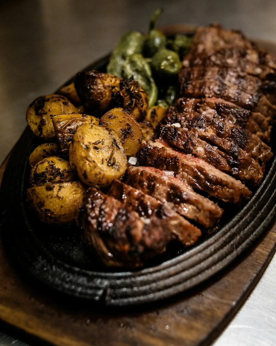 Frisch aufgeschnittener Krustenbraten mit knuspriger Kruste und Bratensoße
