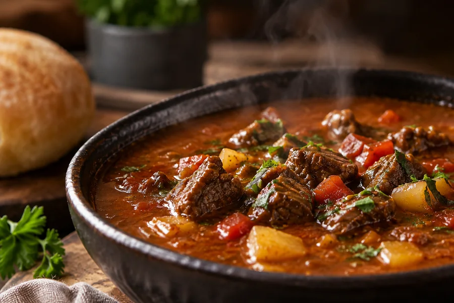 Herzhafte Gulaschsuppe mit Kartoffeln, Paprika und Kräutern – Partyservice Kroll